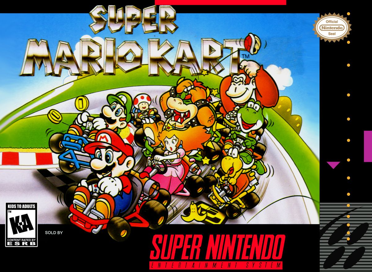 Super Mario Kart box cover (1992)